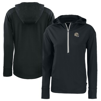 Women's New Orleans Saints  Cutter & Buck Black Helmet Daybreak Eco Recycled Half-Zip Hoodie