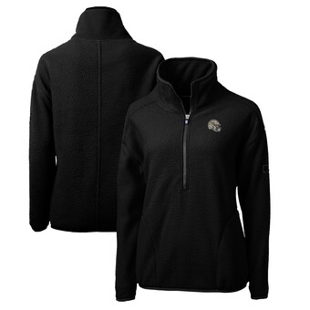 Women's New Orleans Saints  Cutter & Buck Black Helmet Logo Cascade Eco Sherpa Fleece Half-Zip Pullover Jacket