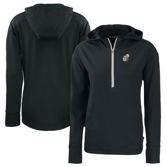 Women's New Orleans Saints  Cutter & Buck Black Throwback Daybreak Eco Recycled Half-Zip Hoodie