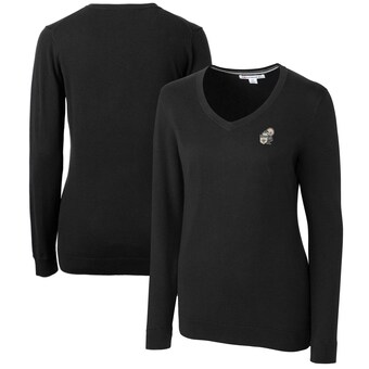 Women's New Orleans Saints Cutter & Buck Black Throwback Logo Lakemont Tri-Blend V-Neck Sweater