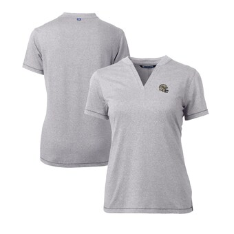 Women's Cutter & Buck  Heather Gray New Orleans Saints Helmet Logo DryTec Forge Stretch V-Neck Blade Top