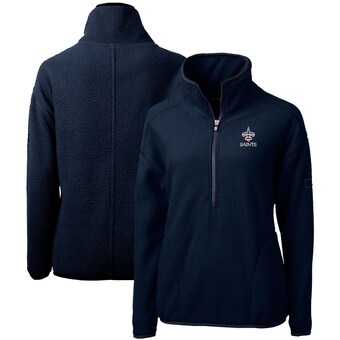Women's New Orleans Saints Cutter & Buck Navy Americana Cascade Eco Sherpa Fleece Half-Zip Pullover Jacket