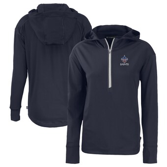 Women's New Orleans Saints Cutter & Buck Navy  Daybreak Eco Recycled Half-Zip Hoodie