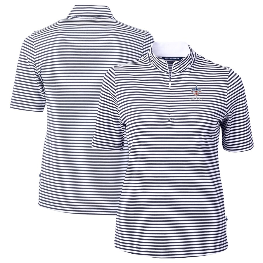 Women's New Orleans Saints  Cutter & Buck Navy  DryTec Virtue Eco Pique Stripe Recycled Polo