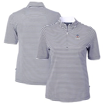 Women's New Orleans Saints  Cutter & Buck Navy  DryTec Virtue Eco Pique Stripe Recycled Polo