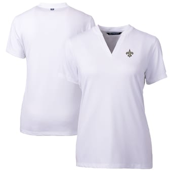 Women's New Orleans Saints Cutter & Buck White Forge Stretch Blade Polo