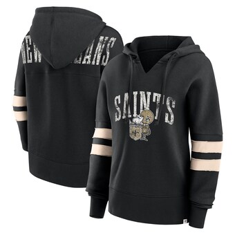 Women's New Orleans Saints Fanatics Black Bold Move Dolman V-Neck Hip HIp Hoodie