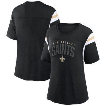 Women's Fanatics Black New Orleans Saints Classic Rhinestone T-Shirt