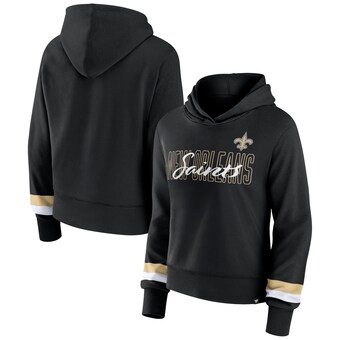 Women's Fanatics  Black New Orleans Saints Over Under Pullover Hoodie