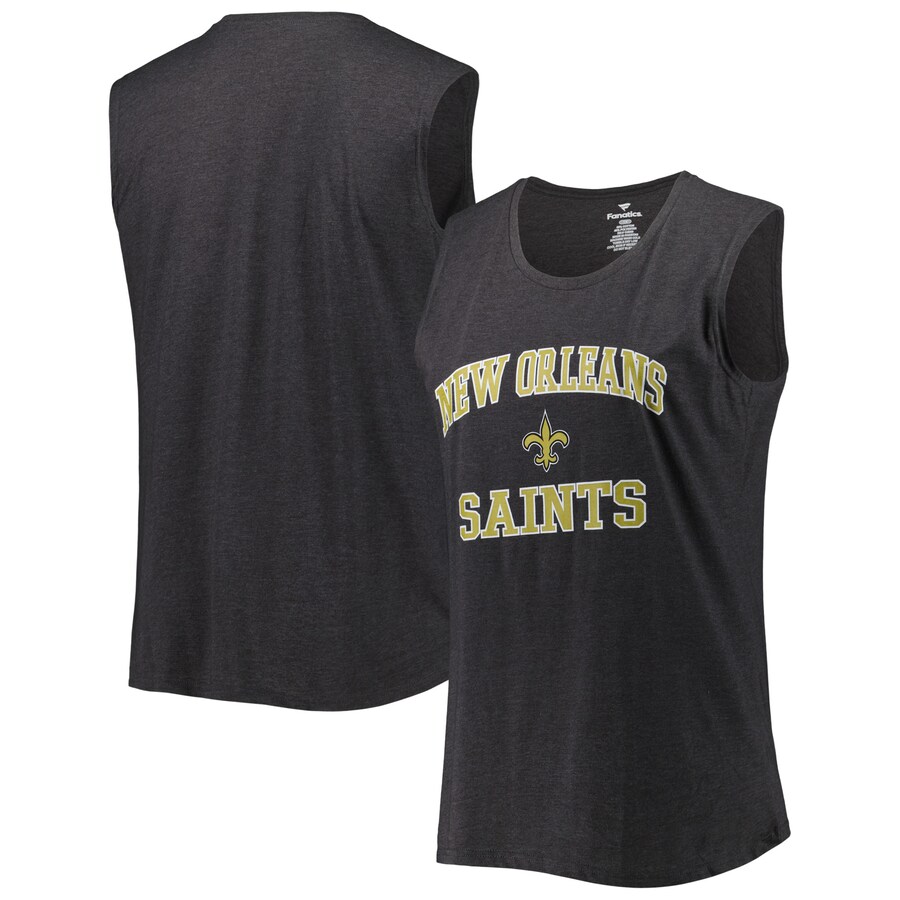 Women's New Orleans Saints Fanatics Heather Charcoal Plus Size Tank Top