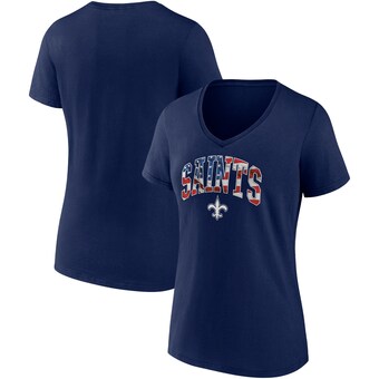 Women's New Orleans Saints Fanatics Navy Team Banner Wave V-Neck T-Shirt
