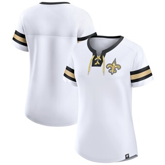 Women's Fanatics White New Orleans Saints Sunday Best Lace-Up T-Shirt