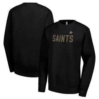 Women's New Orleans Saints  G-III 4Her by Carl Banks Black Dot Print Team Graphic Fleece Pullover Sweatshirt