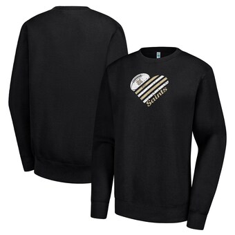 Women's New Orleans Saints  G-III 4Her by Carl Banks Black Heart Graphic Fleece Pullover Sweatshirt