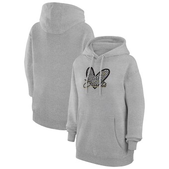 Women's New Orleans Saints G-III 4Her by Carl Banks Heather Gray Animal Print Heart Team Graphic Fleece Tri-Blend Pullover Hoodie