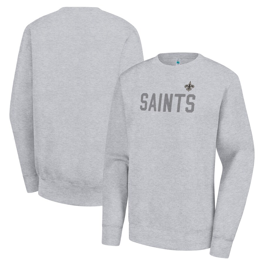 Women's New Orleans Saints  G-III 4Her by Carl Banks Heather Gray Dot Print Team Graphic Fleece Pullover Sweatshirt