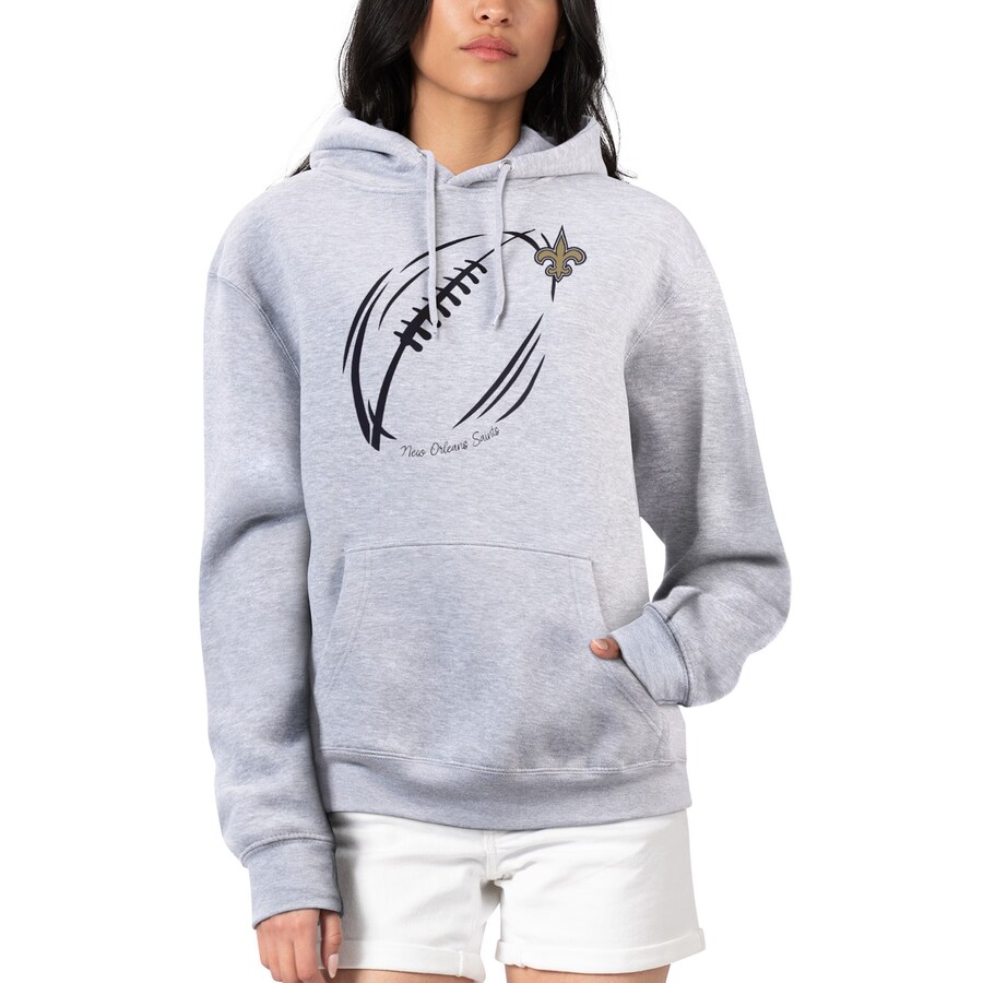 Women's New Orleans Saints G-III 4Her by Carl Banks Heather Gray Football Logo Fleece Pullover Hoodie