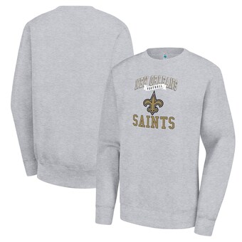 Women's G-III 4Her by Carl Banks Heather Gray New Orleans Saints Team Logo Graphic Tri-Blend Pullover Sweatshirt