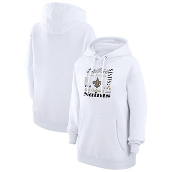 Women's New Orleans Saints G-III 4Her by Carl Banks White Collage Graphic Fleece Pullover Hoodie