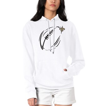 Women's New Orleans Saints G-III 4Her by Carl Banks White Football Logo Fleece Pullover Hoodie