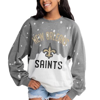 Women's Gameday Couture  Gray New Orleans Saints Coin Toss Faded French Terry Pullover Sweatshirt