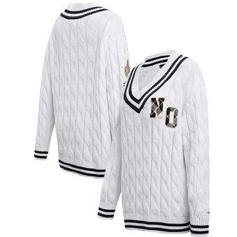 Women's New Orleans Saints  Pro Standard White Prep V-Neck Pullover Sweater
