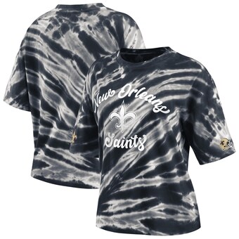 Women's New Orleans Saints WEAR by Erin Andrews Black Tie-Dye T-Shirt