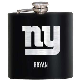New York Giants Black 6oz. Personalized Stealth Hip Flask