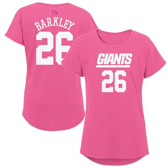 Girls Youth New York Giants Saquon Barkley Pink Player Name & Number T-Shirt