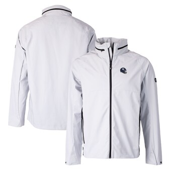 Men's New York Giants  Cutter & Buck White Helmet Vapor Water Repellent Stretch Full-Zip Rain Jacket