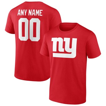 Men's New York Giants Fanatics Red Team Authentic Logo Personalized Name & Number T-Shirt