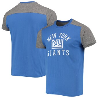 Men's New York Giants Majestic Threads Royal/Heathered Gray Gridiron Classics Field Goal Slub T-Shirt