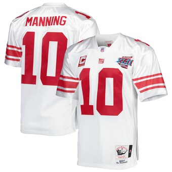 Men's New York Giants 2007 Eli Manning Mitchell & Ness White Authentic Throwback Retired Player Jersey