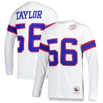 Men's New York Giants Lawrence Taylor Mitchell & Ness White Retired Player Name & Number Long Sleeve Top