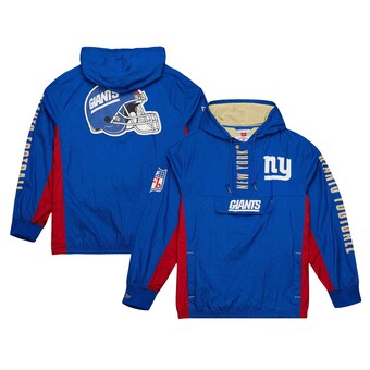 Men's Mitchell & Ness Royal New York Giants Team OG 2.0 Anorak Vintage Logo Quarter-Zip Windbreaker Jacket