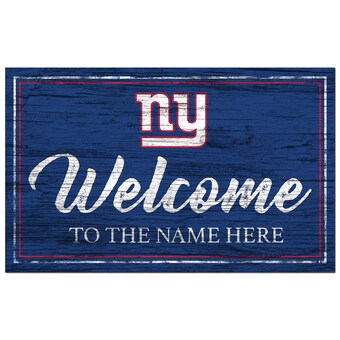 New York Giants 11" x 19" Personalized Team Color Welcome Sign