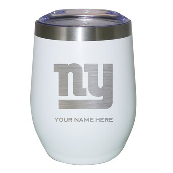 New York Giants White 12oz. Personalized Etched Stemless Tumbler