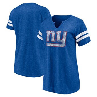 Women's New York Giants Fanatics Royal Plus Size Notch Neck Raglan Sleeve T-Shirt