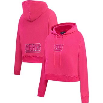 Women's New York Giants Pro Standard Pink Triple Pink Cropped Fleece Pullover Hoodie