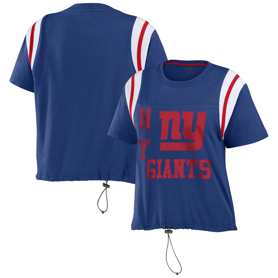 Women's WEAR by Erin Andrews Royal New York Giants Cinched Colorblock T-Shirt