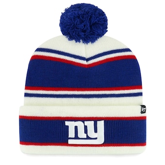 Youth New York Giants '47 White Stripling Cuffed Knit Hat with Pom