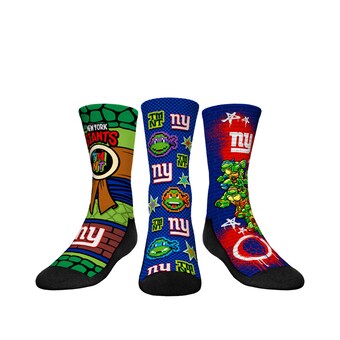 Youth New York Giants  Rock Em Socks Royal TMNT Three-Pack Crew Sock Set