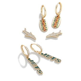 New York Jets BaubleBar Three-Pack Earring Set