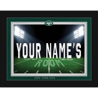 New York Jets Black 12'' x 16'' Personalized Framed Field Spotlight Print