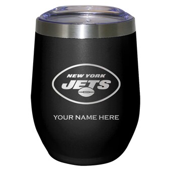 New York Jets Black 12oz. Personalized Etched Stemless Tumbler