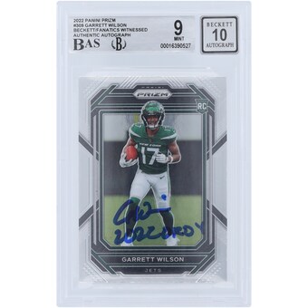 Garrett Wilson New York Jets Autographed 2022 Panini Prizm #309 Beckett Fanatics Witnessed Authenticated 9/10 Rookie Card with "2022 OROY" Inscription