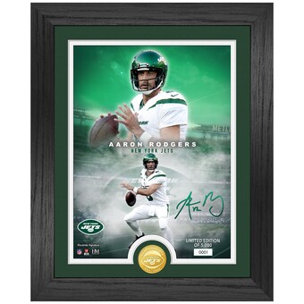 New York Jets Aaron Rodgers Highland Mint 13'' x 16'' Legends Bronze Coin Photo Mint