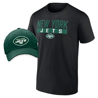 Men's New York Jets Fanatics Black/Green T-Shirt & Adjustable Hat Combo Pack