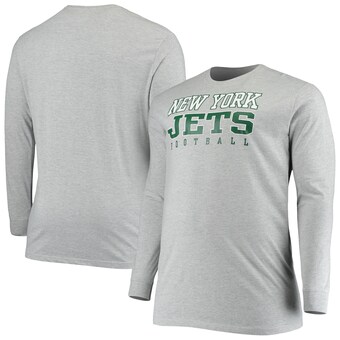Men's New York Jets Fanatics Heathered Gray Big & Tall Practice Long Sleeve T-Shirt