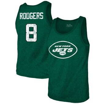 Men's New York Jets Aaron Rodgers Majestic Threads Green Name & Number Tri-Blend Tank Top